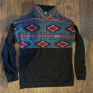 Simply Southern Black and Multicolor Zip Up Jacket